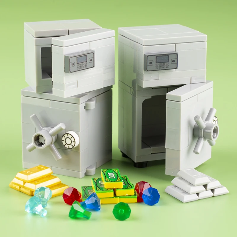 

Город МОС Сейф блоки Strongbox строительные блоки сокровище золото бриллиант деньги ювелирные изделия вор фигурки аксессуары DIY Кирпичи Игрушки