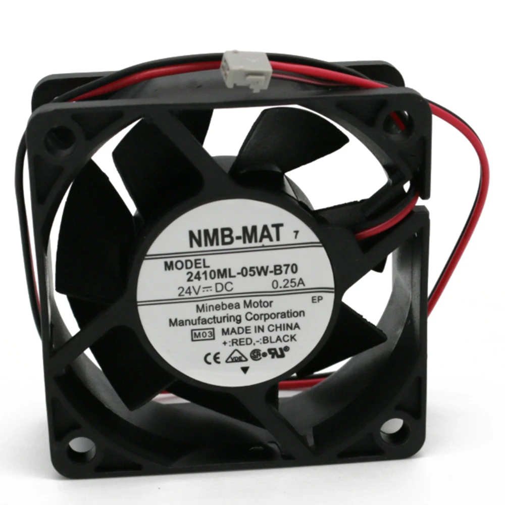 

1X Brand New for NMB-MAT 7 2410ML-05W-B70 60*60*25MM 24V 0.25A 2pin Inverter Server Cooling Fan Ups Electric Cabinet Cooling Fan