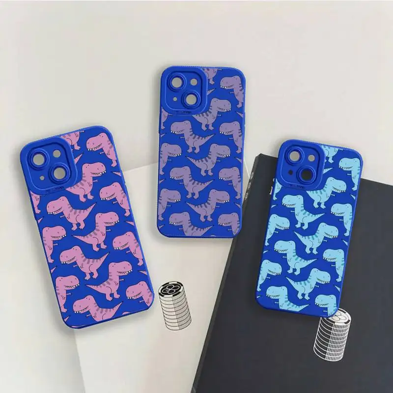 

Dinosaur Baby Cute cartoon Phone Case For iPhone 13 12 11 Pro MAX Mini X XS XR 7 8 Plus Liquid Silicone Klein Blue