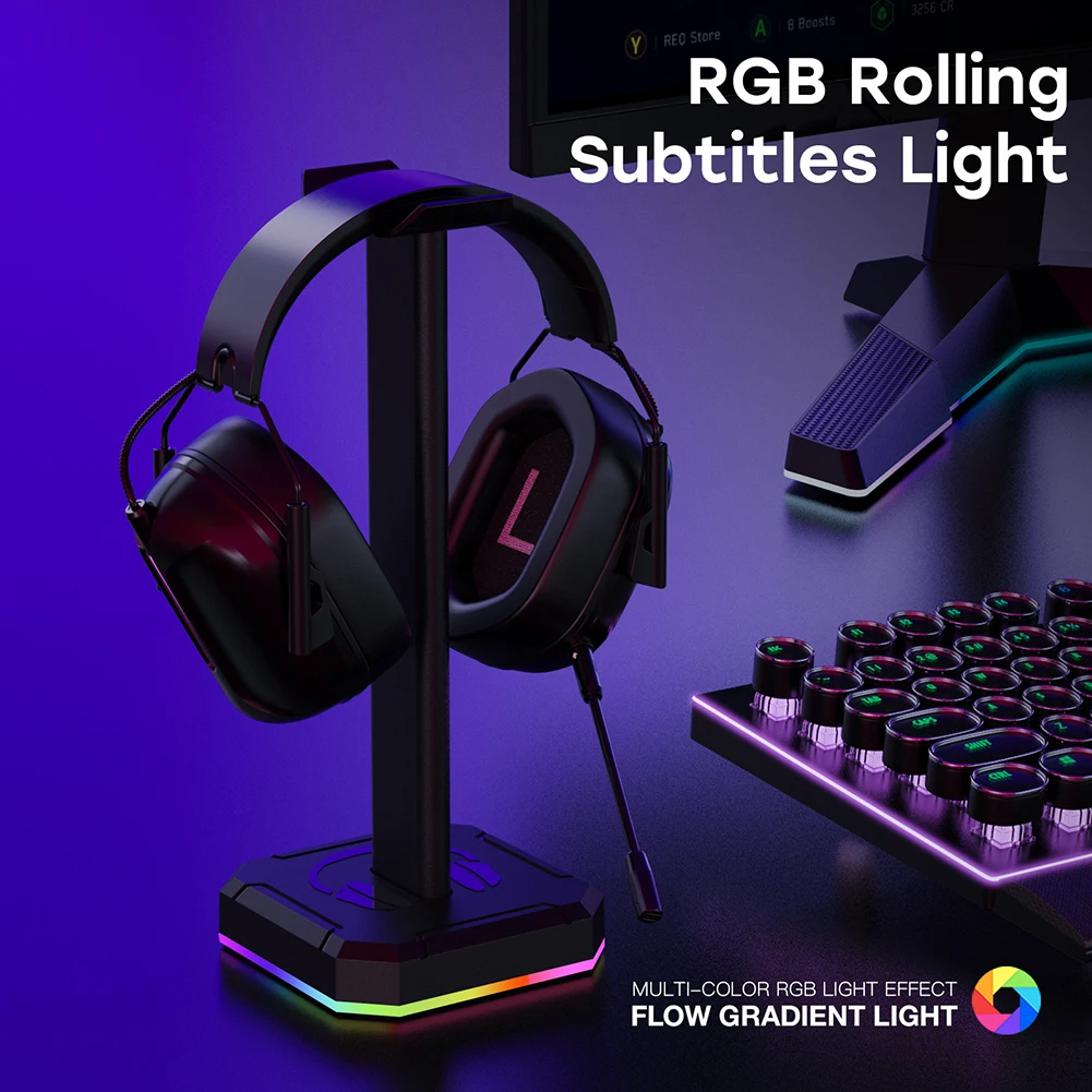 

Подставка для наушников с RGB-подсветкой и креплением на голову