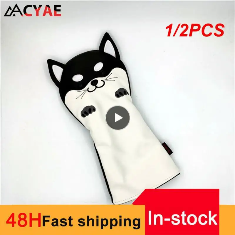 

1/2PCS Golf Headcover Cute Akita Golf Club Head Cover for Driver Fairway Putter PU Leather Protector Wood Covers