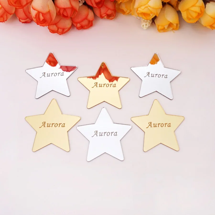 Персонализированное выгравированное имя и дата акриловое зеркальное маленькое