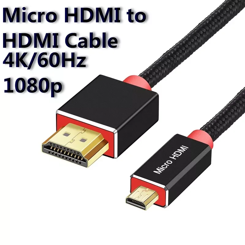 

Micro HDMI-compatibleCable Adapter 4K 60Hz 1080P Ethernet Audio braid cable for camera HDTV PS3 XBOX PC 1m 2m 3m