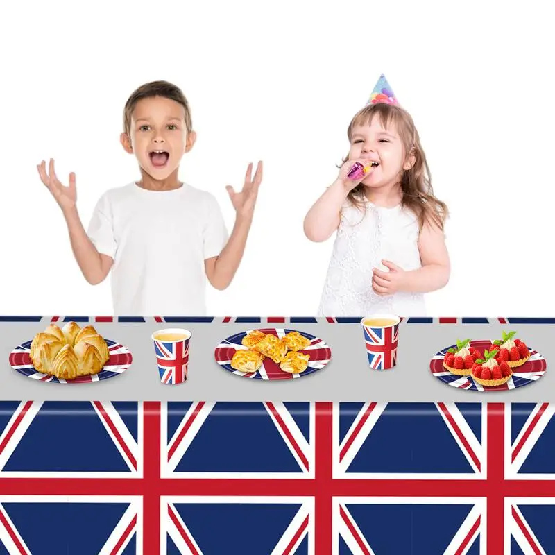 

86x51inch Waterproof Table Cover Union Jack Table Cover Great Britain PE Tablecloth Covers British Ornaments For Party Supplies