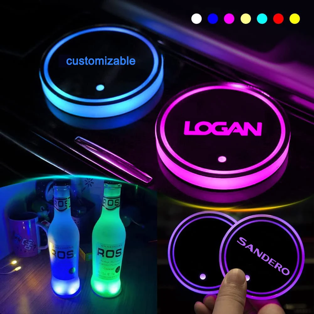 

Car Led Lights For Dacia Duster Lodgy Sandero Logan Spring Customizable Interior Auto Cup Holder Ambient Light Coasters Lamp