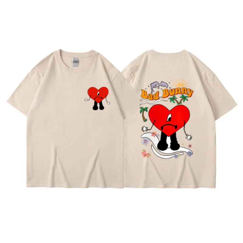 

Футболка с принтом музыкального альбома Bad Bunny UN VERANO SIN TI, Футболки унисекс в стиле хип-хоп, уличная одежда, летние футболки с коротким рукавом, топы большого размера