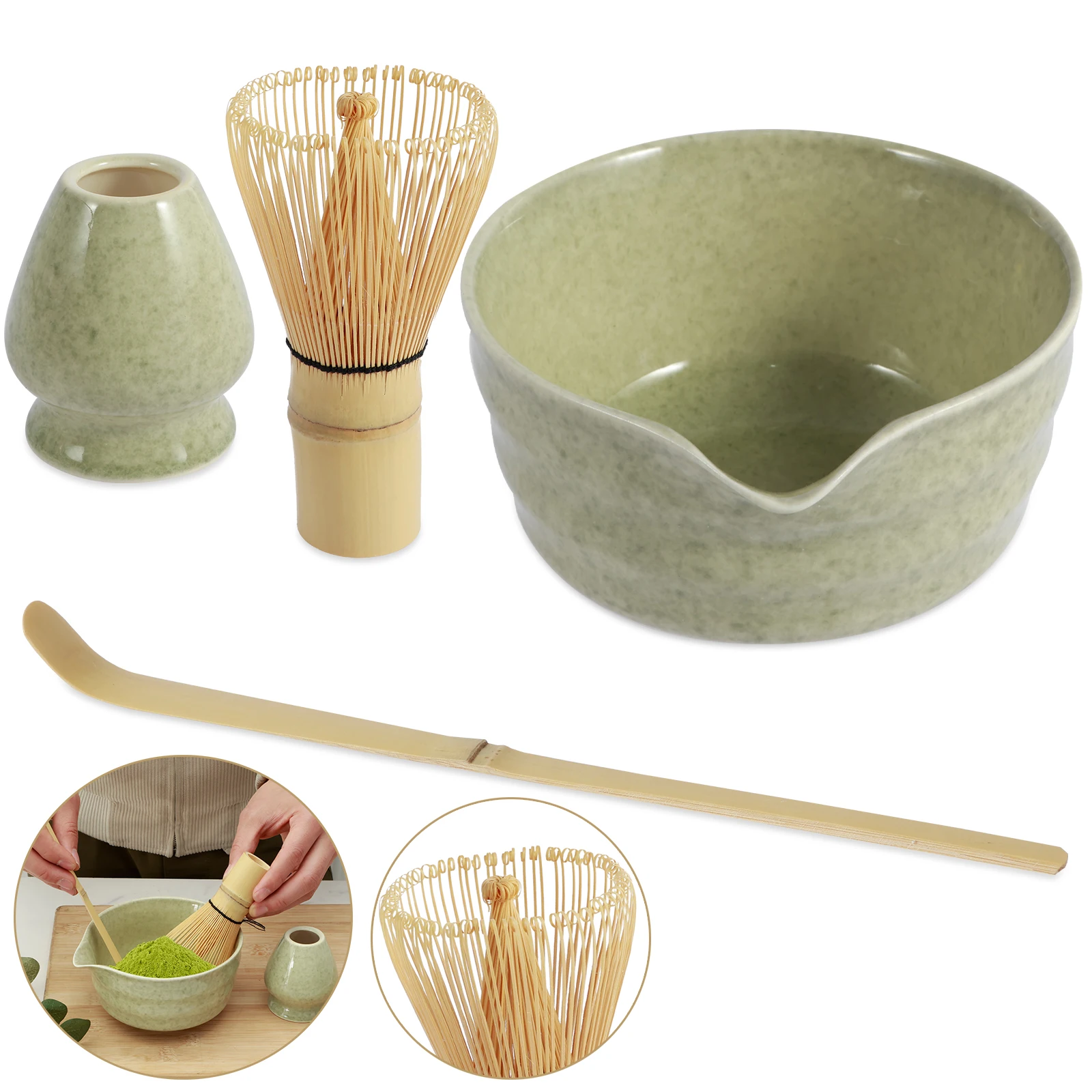 4/3 Упаковки Матовый Зеленый Чайный Сервиз Искусственные Японские Бамбуковые