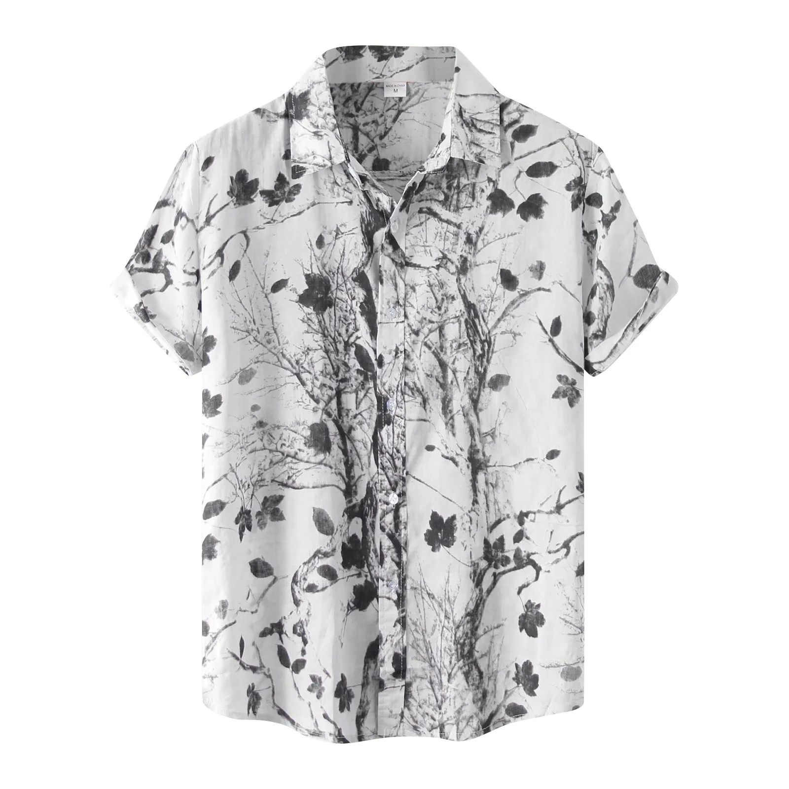 

Men's Summer New Loose Print Short Sleeve Shirt Cardigan Beach Shirt Print Fashionable Men's Blouses Chemise Homme Ropa De Hombr