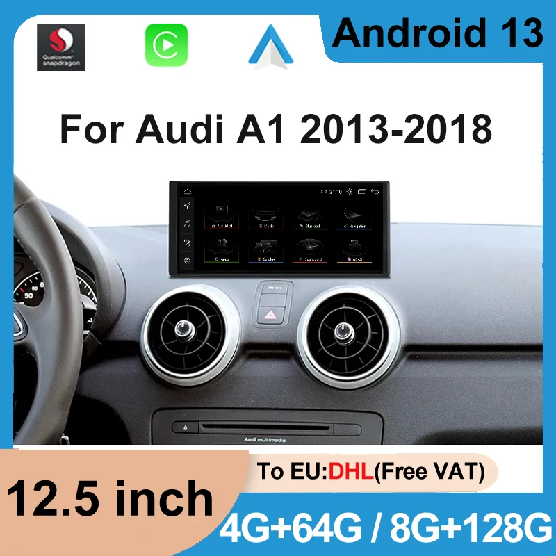 Автомобильный радиоприемник Android 13 Qualcomm для Audi A1 2013-2018 GPS Navi мультимедийный плеер