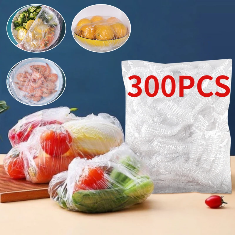 

100/200/300PCS Disposable Plastic Wrap Cover Food Grade Plastic Wrap Cover Household Fruit Vegetable Preservation Storage Bag