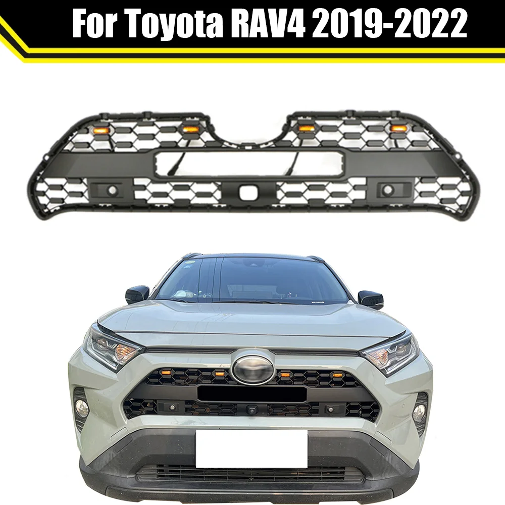 

Modified For Toyota RAV4 2019 2020 2021 2022 Front Racing Grill Grills Hood Mesh Front Grille TRD Style Upper Bumper Grilles