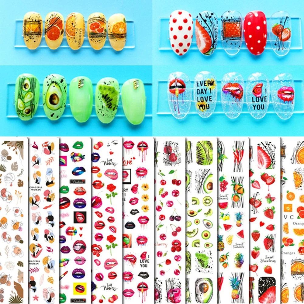 

Cute Fruit Nail Art Decorations Avocado Strawberry Cherry Stickers Summer Kawaii Nail Stickers Korean Decals Supplies Unas