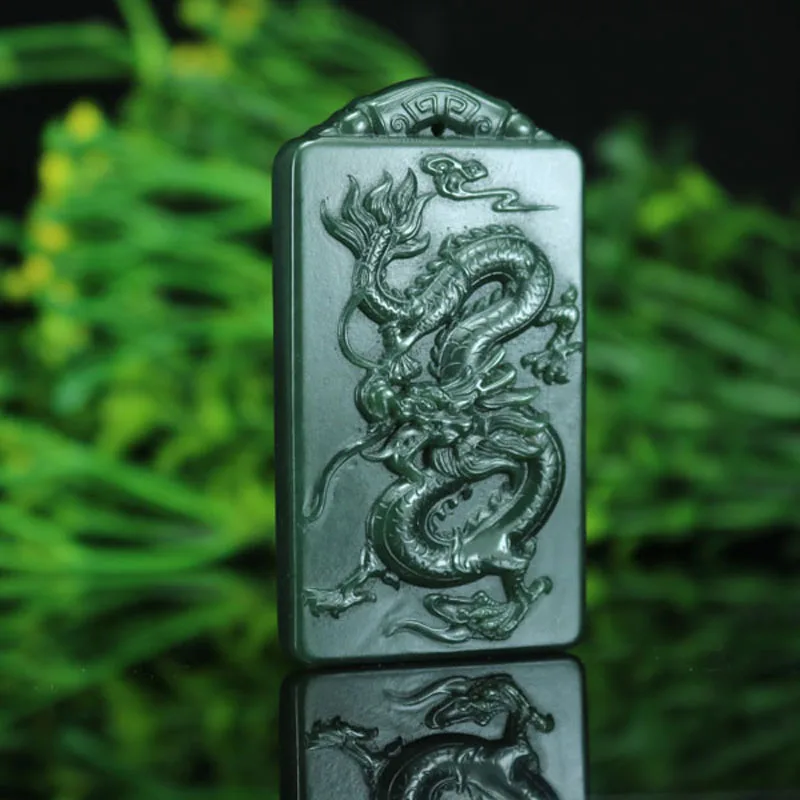 

Certificate of Authenticity 100% Pure Natural HeTian Jade Hand-carved Dragon Pendants Necklaces Men or Women Amulets
