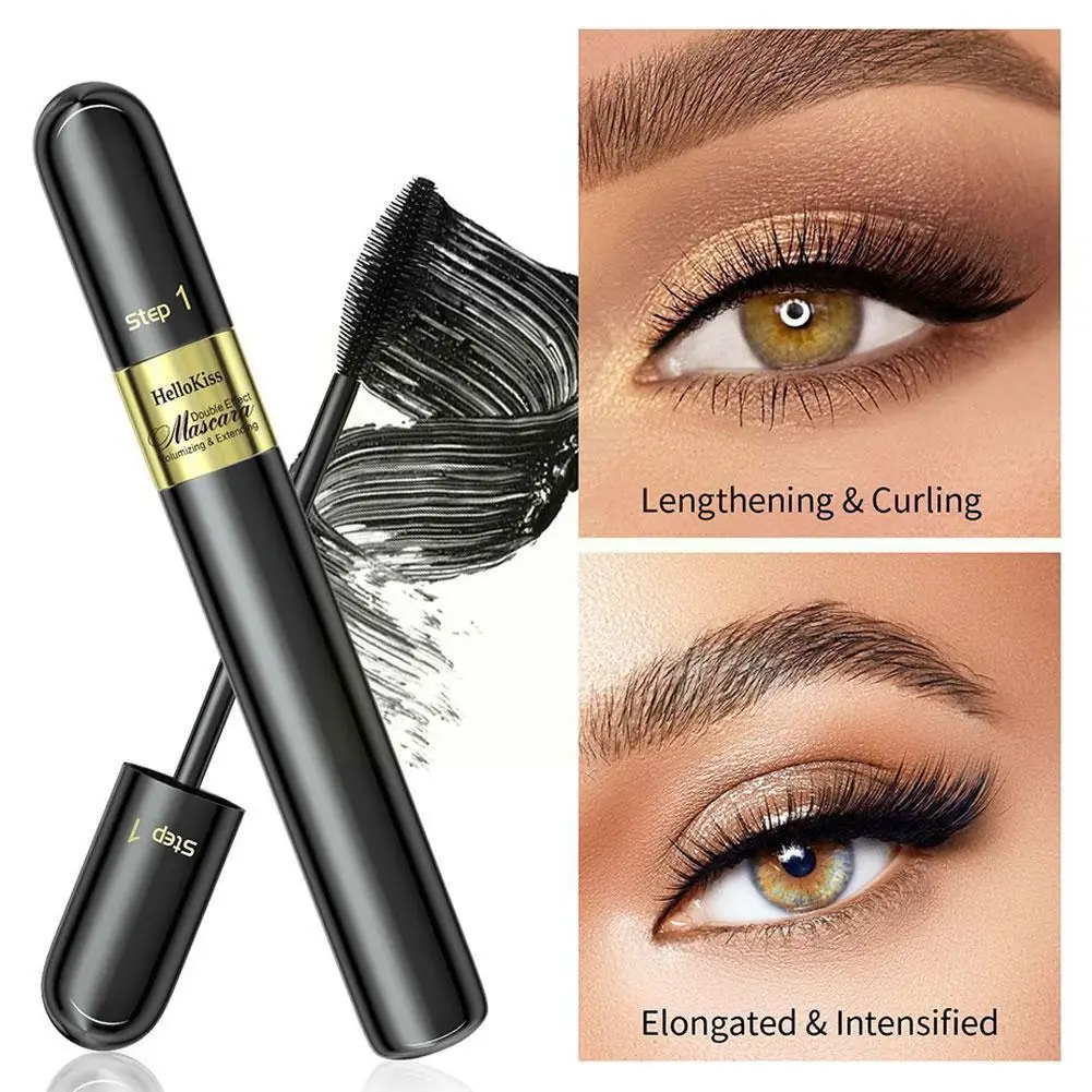 

Double Effect Mascara 4D Lengthening and Extra Volume Mascara Makeup Eyelash Waterproof Eye False Tool Black Cosmetics Effe U0Z2