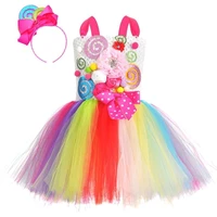 children girl dress summer rainbow tutu kids lollipop sundress birthday party clothes girls princess cosplay costume 1 12 years