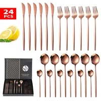 xituo stainless steel 24pcs dinnerware sets steak knife fork coffee spoon teaspoon home gift cutlery with gife case great gift