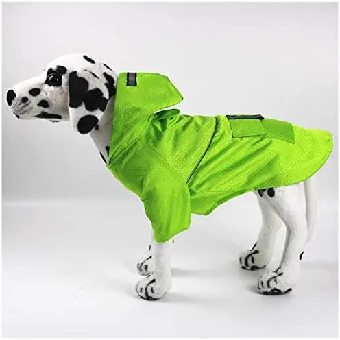 

Worderful Dog Raincoat Leisure Waterproof Dog Clothe Adjustable Dog Reflective Raincoat for Small Medium Dogs Cats (Green, L)