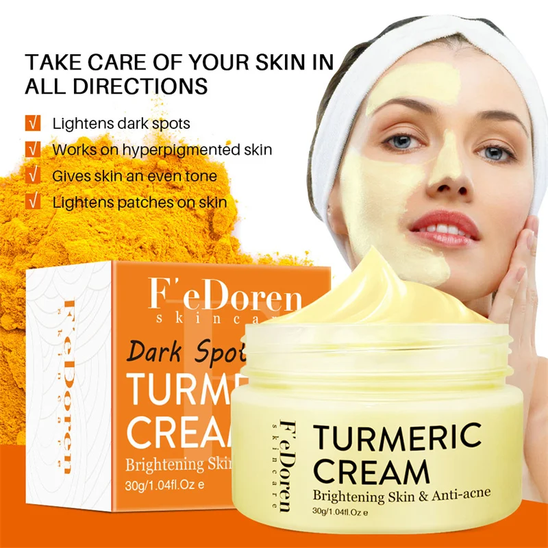 

New Herb Turmeric Face Cream Repair Acnes Scar Dark Spot Treatment Moisturizer Whitening Lightening Against Acne Skin Care 30ml