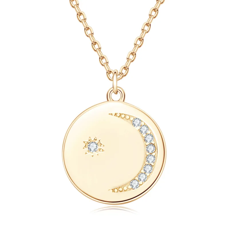 

Europe And The United States Ins Leaves The Wind The Round Card Mo SangShi Murtha Pendant Necklace Female Fashion S925 Silver