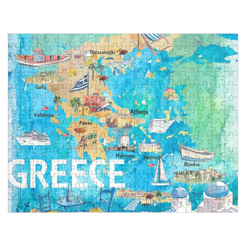 Греция иллюстрированная Карта путешествий с изображениями и особенностями
