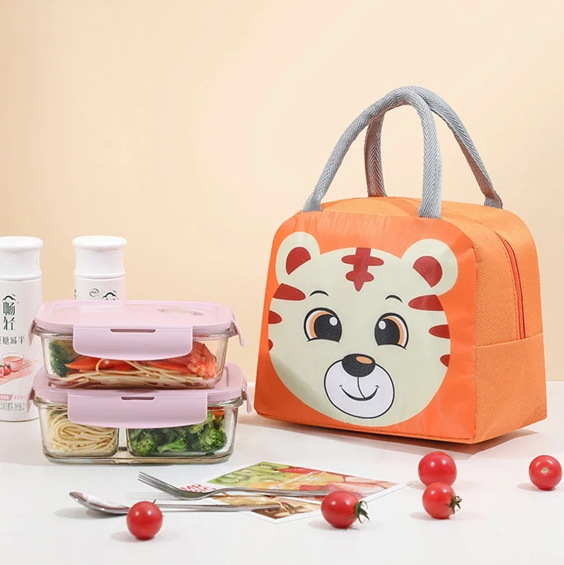 

Portable Cartoon Animals Lunch Bags Aluminum Foil Lining Food Office Worker Children School Bring Meal Thermo Pack Accessories