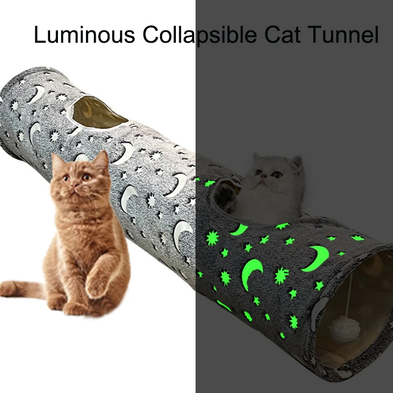 

Collapsible Kittens Small For Self-luminous Durable Star Toys Ball Puppy Cat Tunnel Moon Cat Pet Animals Plush Rabbits