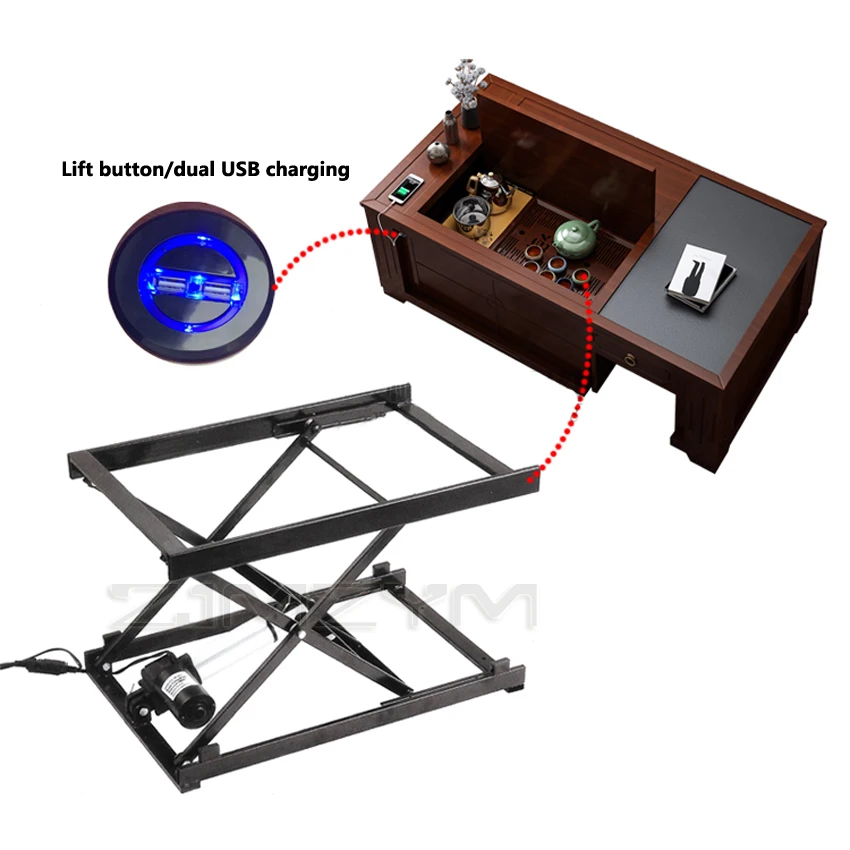Multifunctional furniture electric lifting tea table iron fr