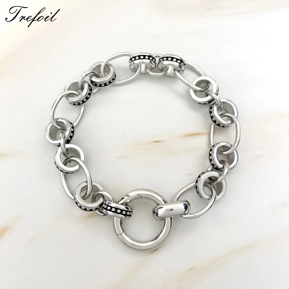 Браслет Dot Link Chain Cuff Spring Clasp 2018 New 925 Sterling Silver Fashion Jewelry Trendy Gift for Men Boy Women Girls.