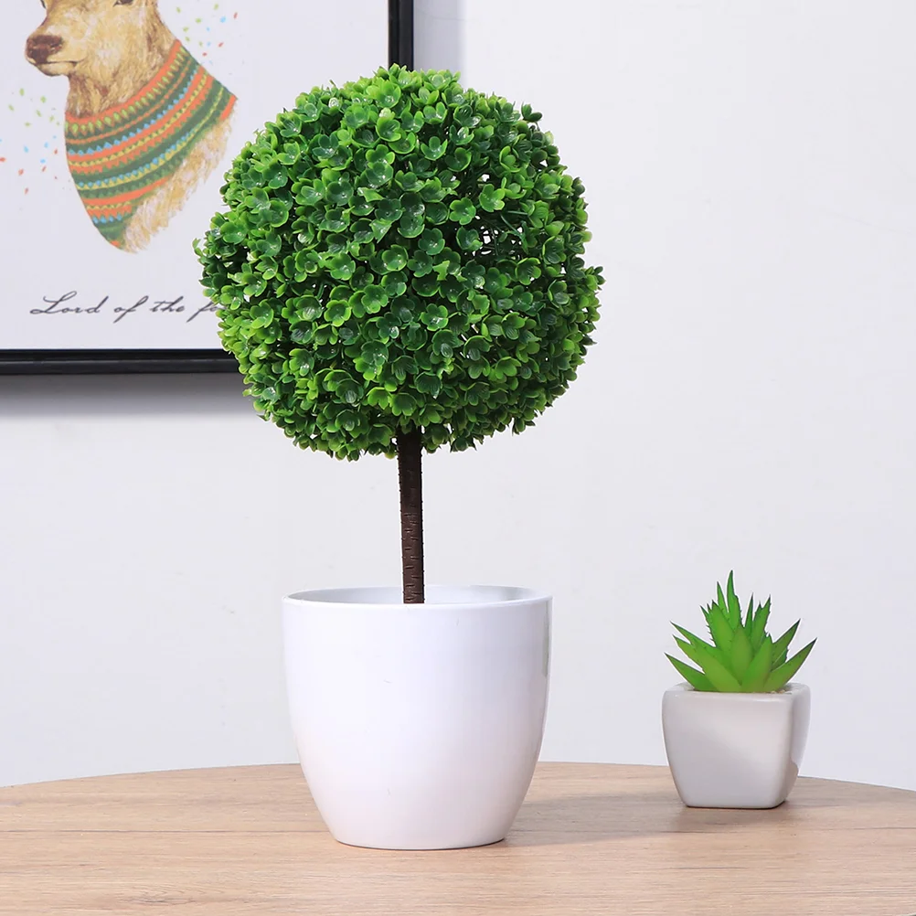 

2pcs Artificial Plants Ball Simulated Decorative Bonsai Plastic Flower Ball for Home Garden Decoration (Green)