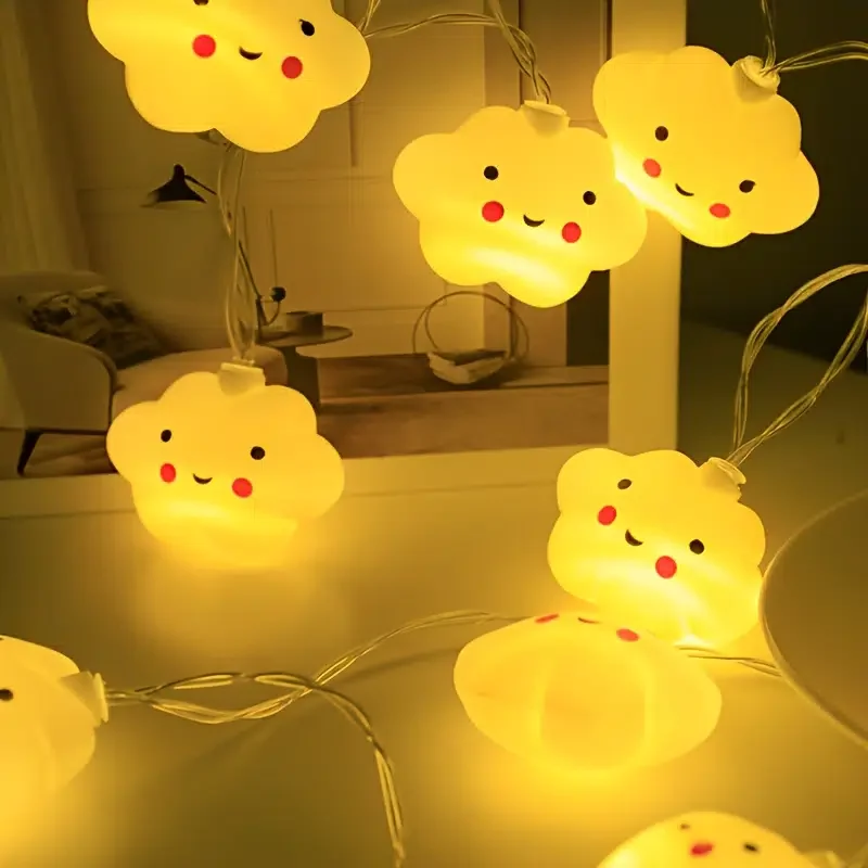 

HMTX 1pc LED Smiling Cloud Shaped String Lights, Christmas Lights, 1.5m/4.9ft, 10 Lights