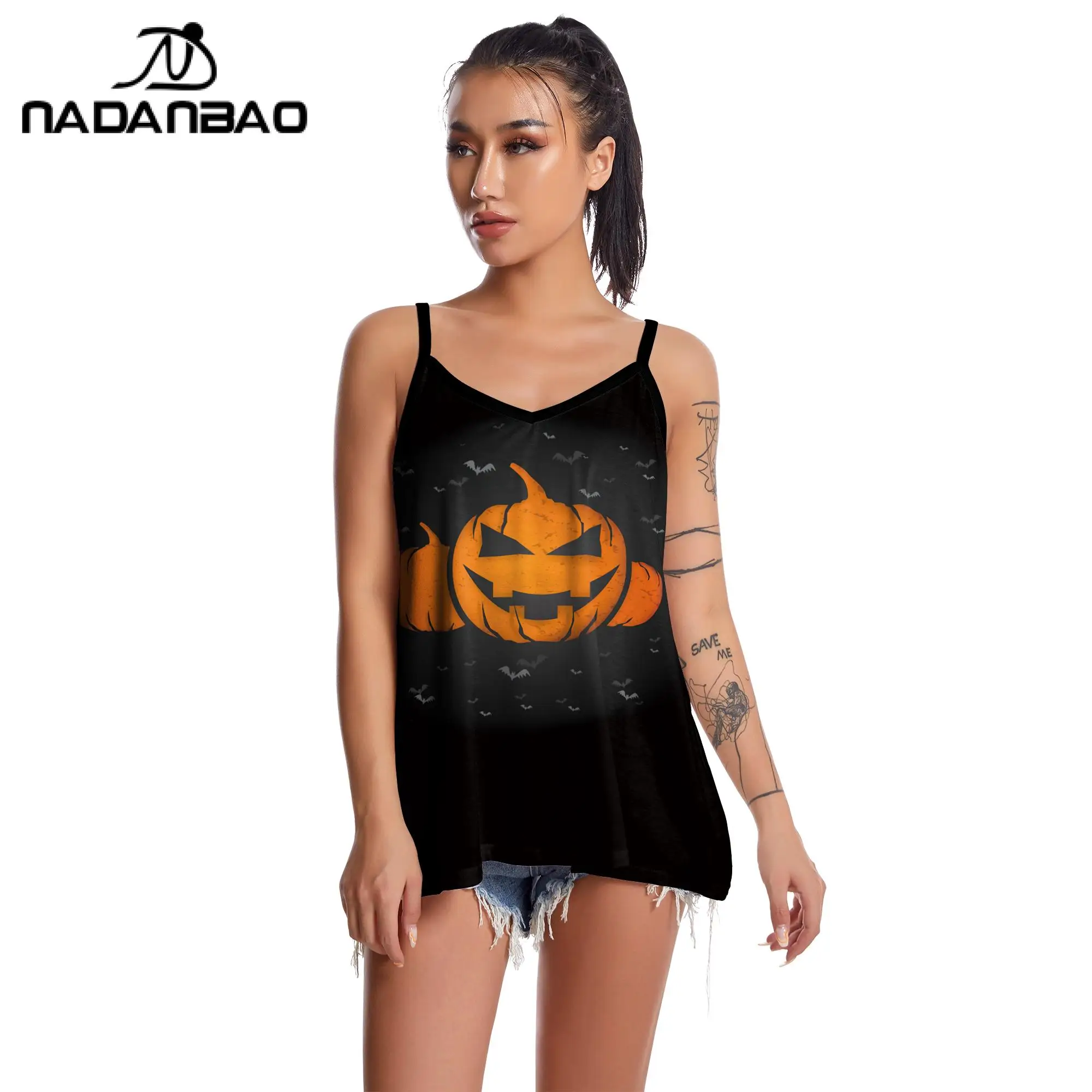 

Женская майка с принтом тыквы, без рукавов