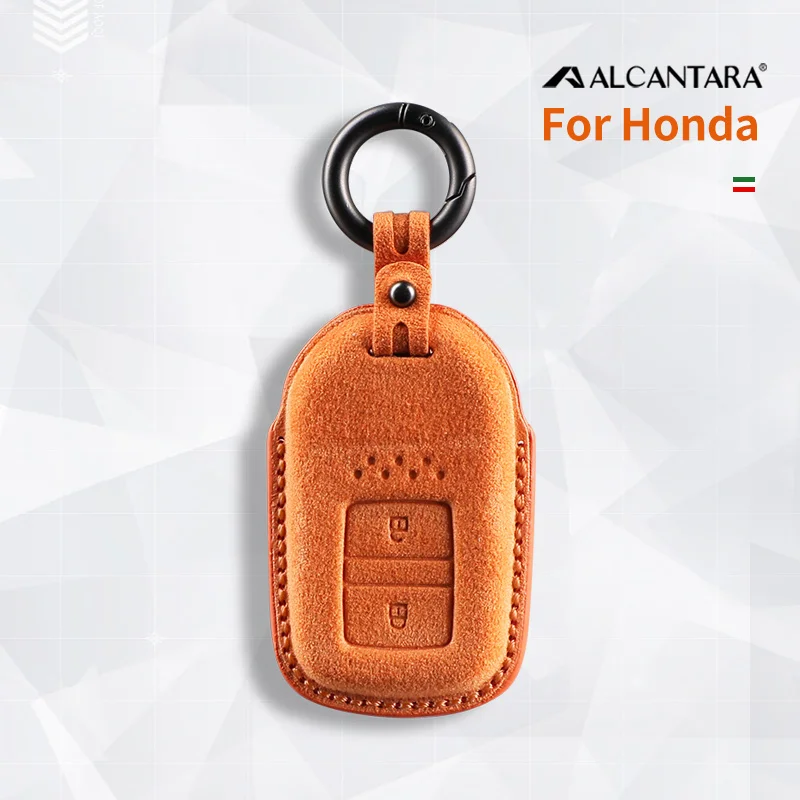 

Alcantara Car Key Case Cover Holder Key Shell Buckle For Honda Fit GP5 Shuttle Gp8 Jade Vezel City Civic Jazz 2 Buttons Keychain