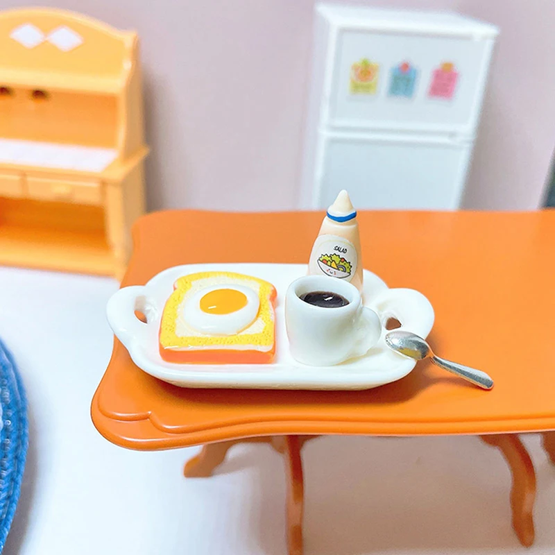 

1 Набор 1:12 Набор для завтрака в кукольный домик омлет хлеб фотолоток кухонный Декор
