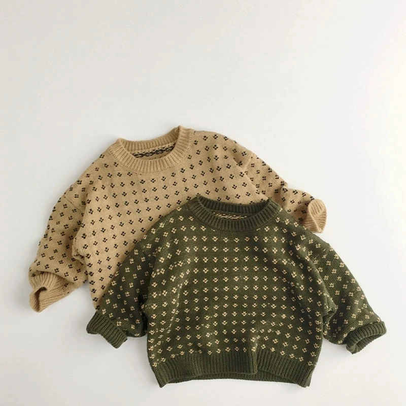 

Autumn Kids Clothes Boys Sweaters Brief Style Girls Pullover Floral Sweaters