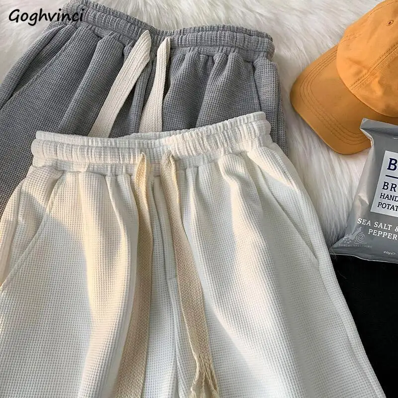 

Knee Length Pants Women Casual Couple Students Pure Mujer Baggy Summer Harajuku Chic All-match Retro Korean Fashion Neutral Ins
