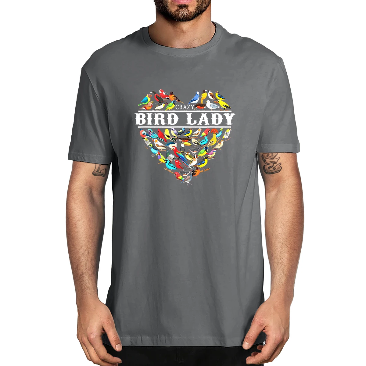 

100% Cotton Crazy Bird Lady Birds Lover Heart Birdwatcher Birdwatching Lover Summer Men's Novelty T-Shirt Women Casual Top Tee