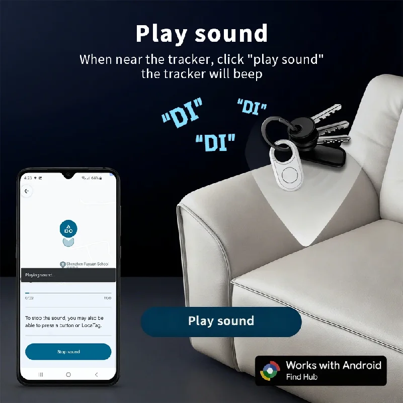 Фото Bluetooth-трекер Google Find My Smart Tag для поиска потерянных вещей, ключей, кошельков, багажа, домашних животных, с заменяемой батареей, совместим с Android. №4