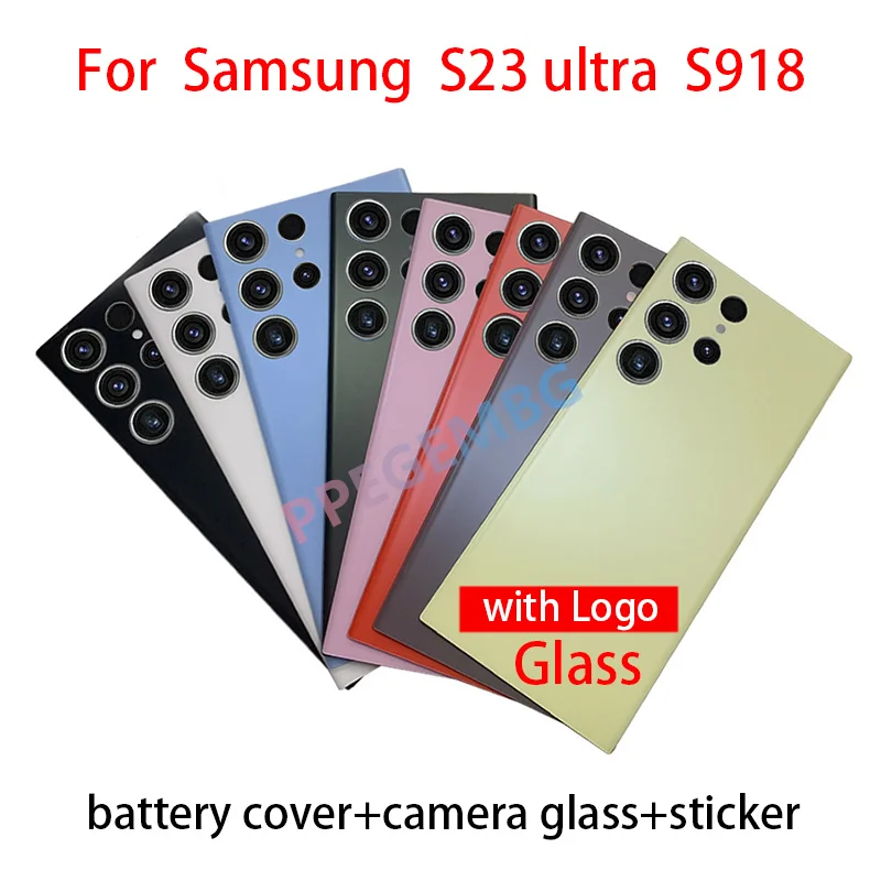 

Glass For Samsung Galaxy S23 Ultra S23U S918 S23Ultra Back Case Battery Cover Rear Door Housing Lid Panel Camera Lens Sticker