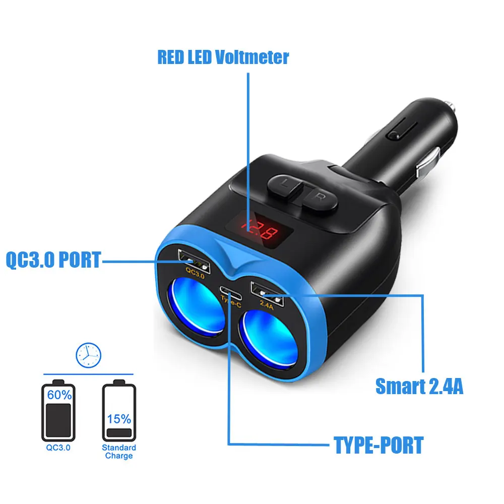 

Универсальное зарядное устройство DC 12 В с двумя USB-портами, 1 шт.