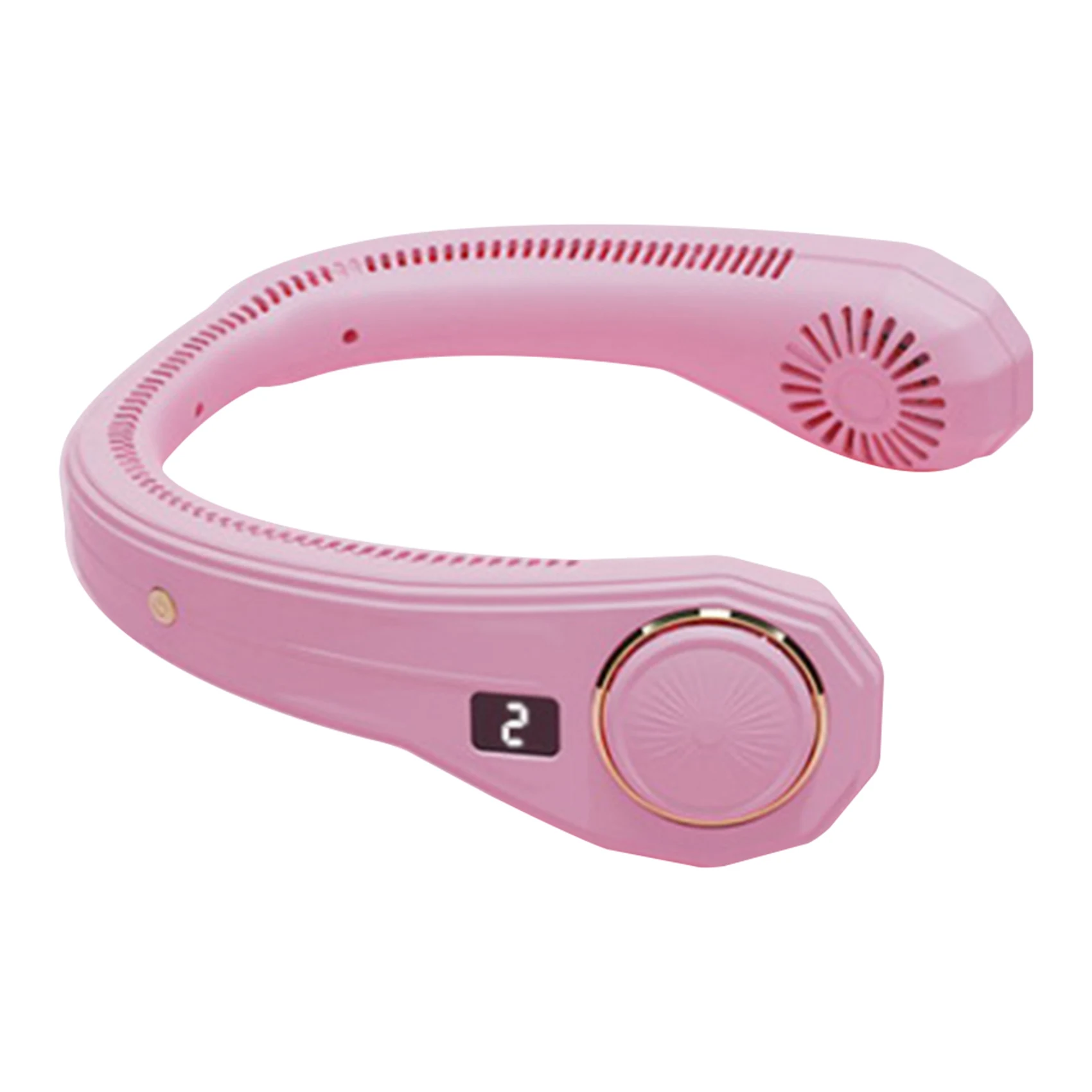 

Hanging Fan USB Fan Portable Fan Rechargeable Headset Design Adjustable Fan 3 Wind Speed for Office Outdoor Pink