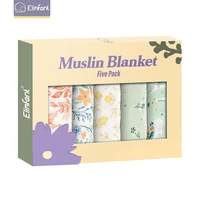 elinfant 5pcs gift set bamboo cotton muslin bib burp cloth 100 cotton 6060cm 2 layers baby scarf handkerchief