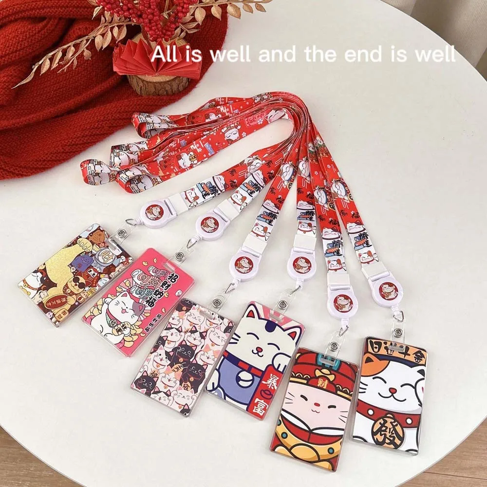 Фото Длинная веревка Maneki Neko Держатель для карт Maneki Neko Японский Lucky Cat Student Lucky Cat Обложка для карт Мультяшный чехол для карт Подвеска №2