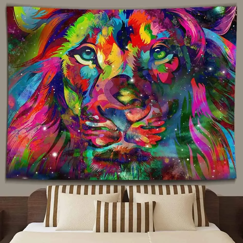 Психоделический Лев животные Красочные Модные настенные гобелены для украшения