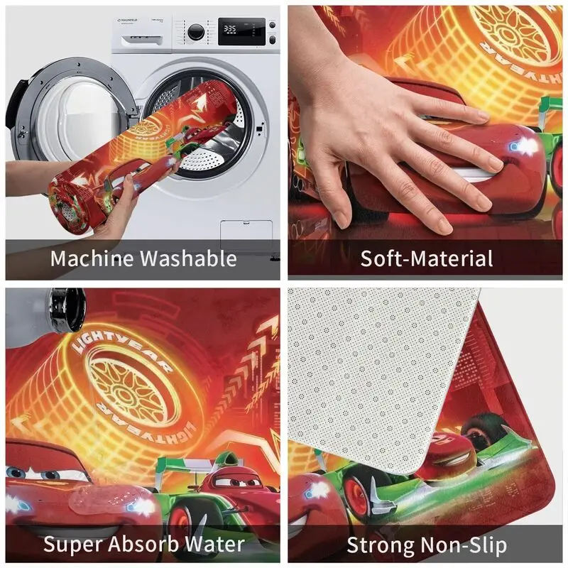 Custom Lightning Mcqueen Cars Doormat Mat Anti-Slip Kitchen Bathroom Toilet Rug Carpet 40*60cm