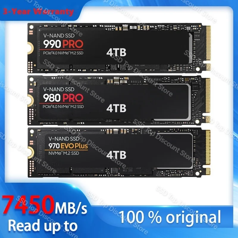 

M2 SSD NVMe 4TB M.2 PCIe 5.0x4 1tb 2tb ssd nvme m2 990pro Solid State Disk 2280 7500mb/s Internal Hard Drive Hdd 외장하드 for ps5