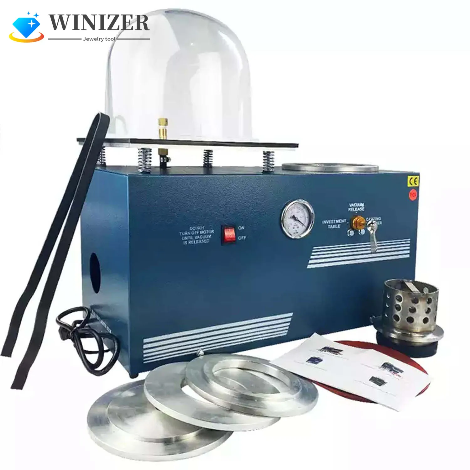 2L Jewelry Lost Wax Cast 1/2 HP with Vacuum Pump Casting for Jewelry Casting Investing Machine Invested Flasks and Molds Tool