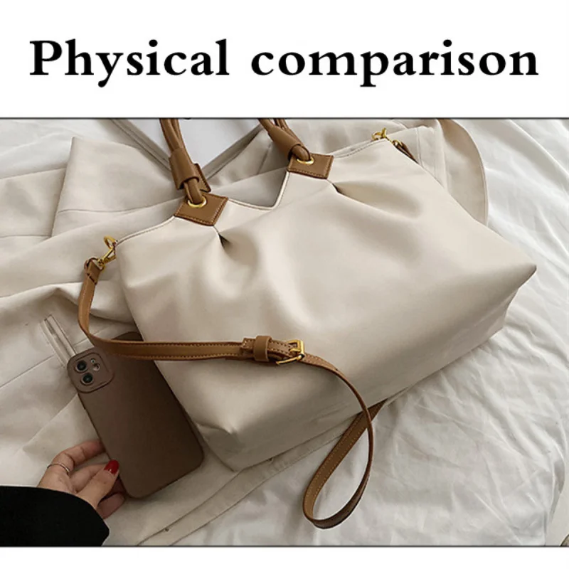 Women Retro Simple Large Capacity One Shoulder Hand Bag Fashion Portable Solid Color Crossbody Tote Bags for Women женский Bolsa