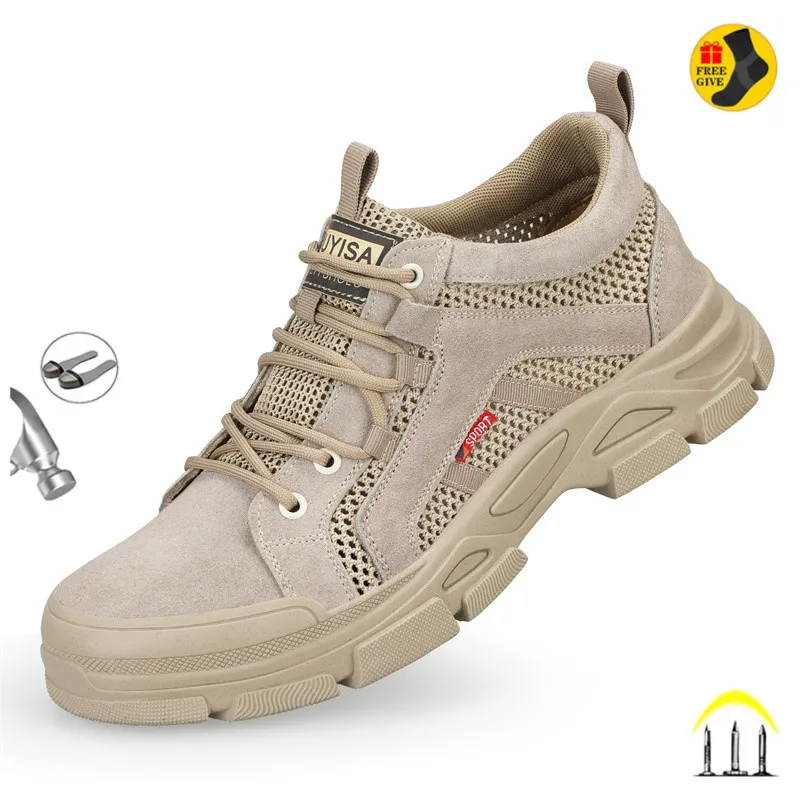 Summer Lightweight Steel Toe Cap Men Women Work & Safety Boots Breathable Male Female Shoes Zapatos De Hombre Plus Size 46