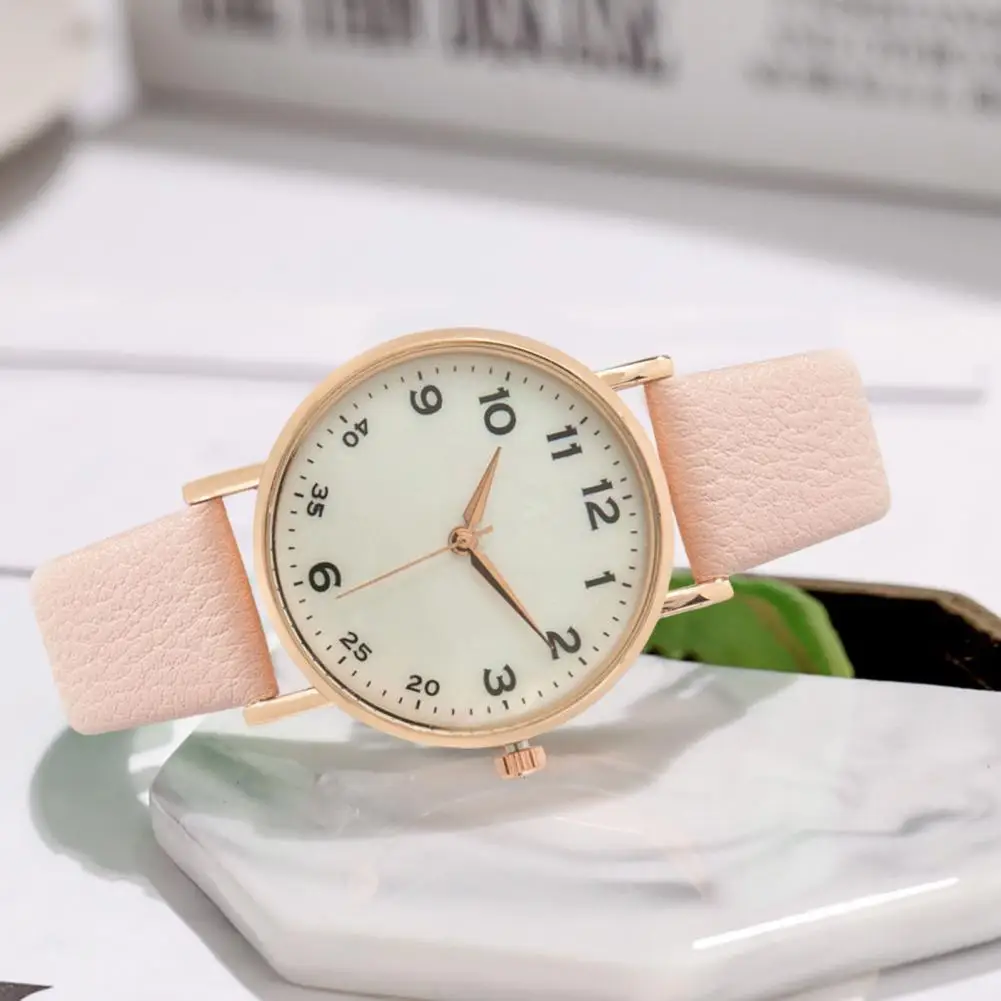 Женские цифровые часы с круглым циферблатом ремешок из искусственной кожи