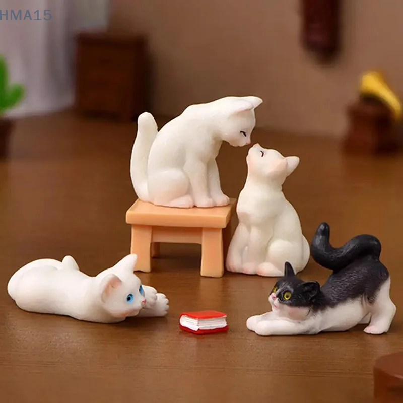 Кавайная мини-Статуэтка для сада котенка подарок миниатюрные котенки семейная